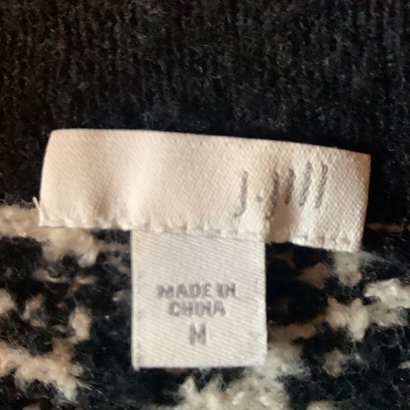 J. Jill mock neck Nordic sweater Size Medium Black and off white - Picture 10 of 11